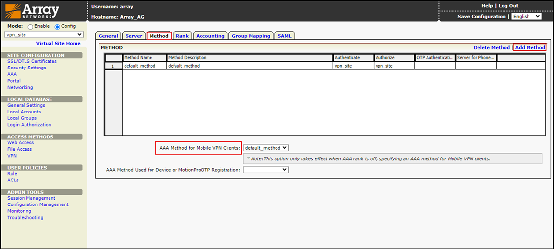 Adding Authentication Method